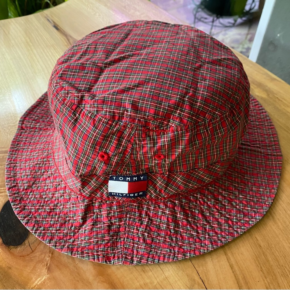 Tommy Hilfiger Bucket Hat reversible plaid/olive green